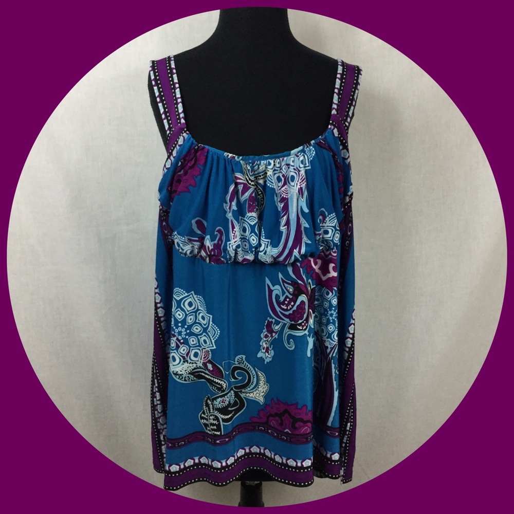 INC International Concepts Blue and Purple Tank Top